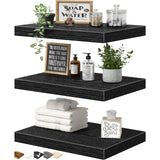 QEEIG 10" Deep Floating Shelves for Wall - 10 x 16 inch Book Shelf Bathroom Bedroom Kitchen Living Room Hanging Bookshelf Farmhouse Set of 3, Black (025-40B3) QEEIG
