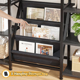 DurayLoly Bookshelves and Bookcases 6 Tiers,Triple Wide Industrial Bookshelf, Large Etagere Bookshelf for Living Room, Home Office Rustic Brown DurayLoly