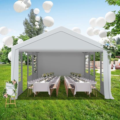 QZEN 20x30 ft Party Tent Heavy Duty Canopy Tent with Removable Sidewall & 4 Sand Bags, Outdoor Wedding Event Tents for Party (20' x 30') - WoodArtSupply