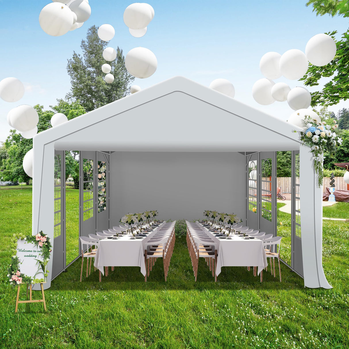 20x30 ft Party Tent Heavy Duty Canopy Tent with Removable Sidewall & 4 Sand Bags, Outdoor Wedding Event Tents for Party (20' x 30') QZEN