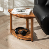VICTORY RELAX Acacia Corner Shower Stool, Waterproof Spa Foot Rest & Bath Bench with Storage Shelf & Soap Dish, Ideal for Bathroom, Shaving Legs, or as Small Corner Table/Step Stool (Natural) VICTORY RELAX