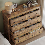 BORNOON Tall 8-Drawer Dresser, Modern Wooden Storage Chest of Drawers, Dresser TV Stand, Wood Drawer Organizer with Metal Handles for Bedroom, Living Room, Hallway BORNOON