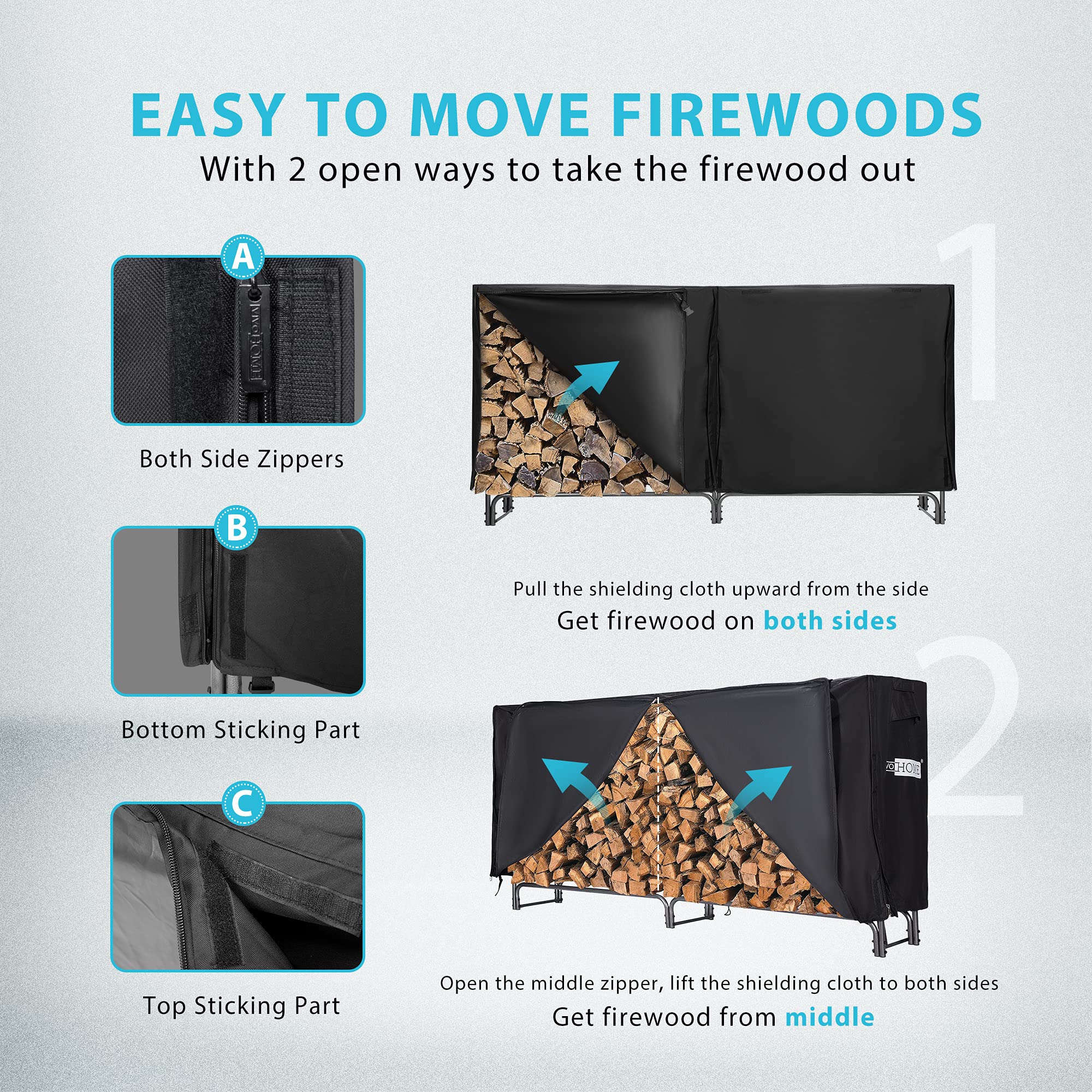 VIVOHOME Firewood Rack - Thumbnail 5