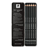 Staedtler Mars Lumograph Black, Carbon Blend Provides Jet Black Lines, Professional Art Pencils, Tin of 6 Assorted Black Sketch Pencils, 100B G6 STAEDTLER