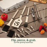 Cuisinart Deluxe Grill Tool Set, 20-Piece BBQ Kit with Aluminum Case and Digital Temperature Fork, Spatula, Tongs, Grill Accessories and Utensils, Grilling Set for Cookout Cuisinart