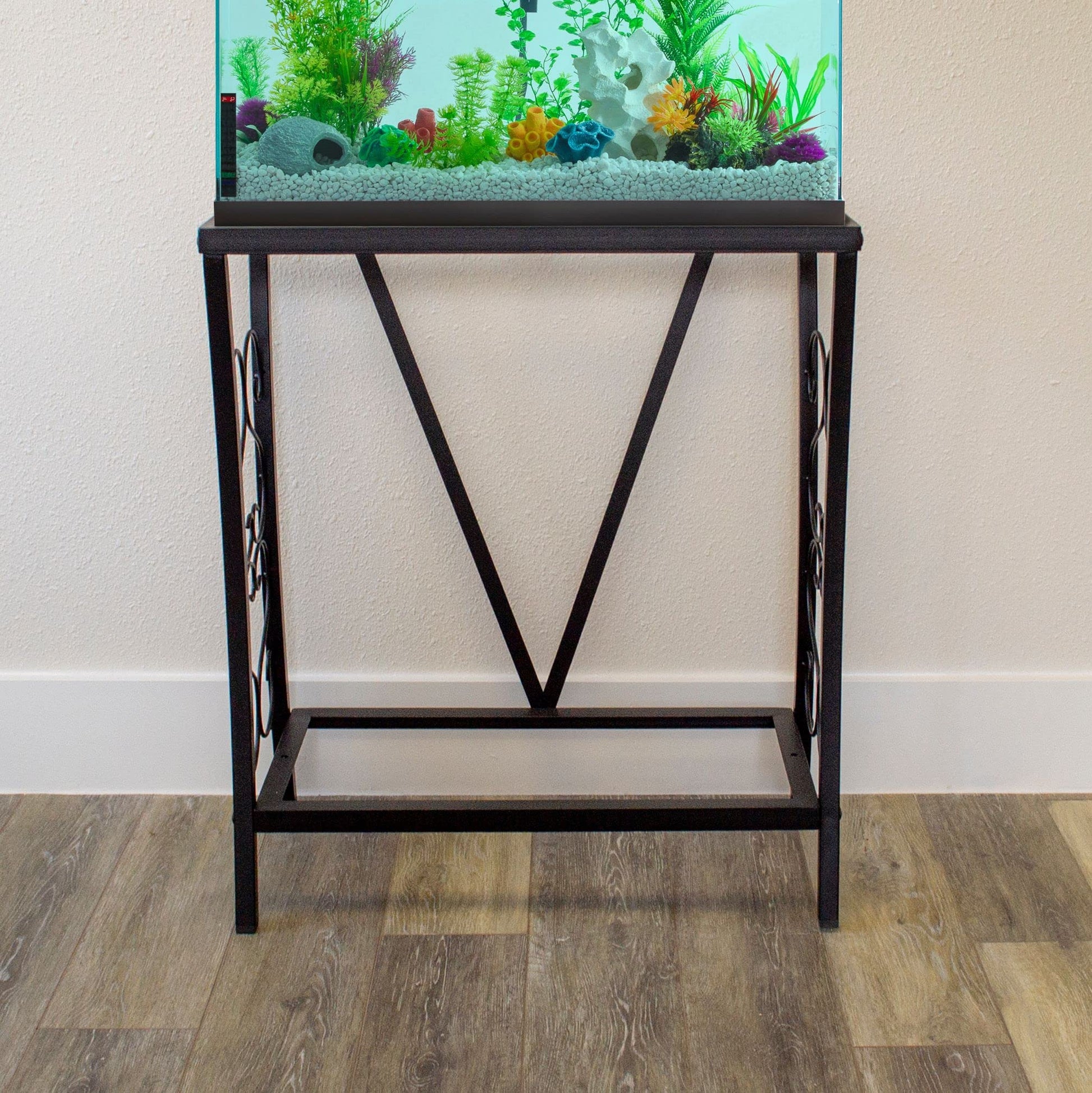 Aquatic Fundamentals 20 Gallon Metal Aquarium Stand, 24.3" L x 12.5" W, Black - WoodArtSupply