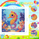 bleihum 4 Pack Diamond Art Painting Kits for Kids Animals, Small Diamond Art for Kids Ages 8-12, Cute Gem Art Kits for Kid Gift Home Wall Decor 6X6 inch bleihum