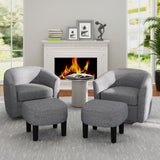 KOMFOTT Swivel Barrel Chair with Ottoman, Upholstered Armchair with Footrest, Removable Seat Cushion, Linen Fabric Club Reading Sofa Chairs, Modern Accent Chair for Living Room, Bedroom, Grey KOMFOTT