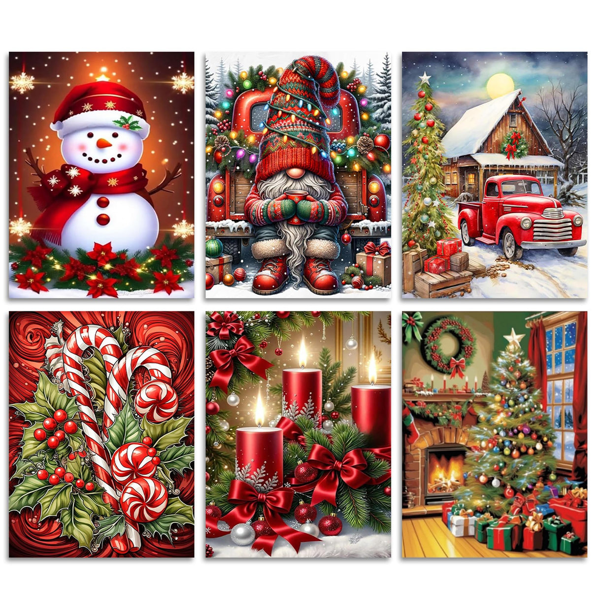 ajepon 6 Pack Paint by Numbers for Adult Kit Christmas - Christmas Adult Paint by Numbers Kits, Paint by Numbers Kit on Canvas Without Frame Oil Painting Acrylic Paints for Home Wall Decor 12X16inch ajepon