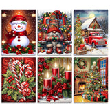 ajepon 6 Pack Paint by Numbers for Adult Kit Christmas - Christmas Adult Paint by Numbers Kits, Paint by Numbers Kit on Canvas Without Frame Oil Painting Acrylic Paints for Home Wall Decor 12X16inch ajepon