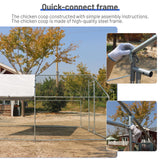 HEYTOWN Large Metal Chicken Coop Chicken Pen Walk-in Poultry Cage with Water-Resident and Anti-UV Cover Chicken Runs for Yard with Cover Duck Rabbit Dog House Outdoor HEYTOWN