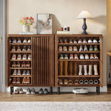 Tribesigns Shoe Cabinet with Shutter Doors, 6-Tier Entryway Shoe Cabinet with Adjustable Shelves, Wooden Modern Rack Organizer for Entryway, Hallway, Closet, Living Room, Walnut Tribesigns