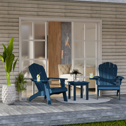 YEFU Oversized Adirondack Chair with Cup-Holder,Plastic Outdoor Fire Pit Chair, Weather Resistant, Poly Lumber Chair, Used in Patio, Lawn, Deck,Heavty Duty,Weight Capacity 400lbs-Navy Blue - WoodArtSupply