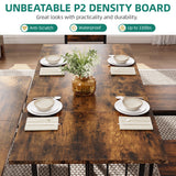 YITAHOME 6-Piece Dining Table Set for 6-8 People, 63 Inch Kitchen Table Set with 4 Chairs and 2 Benches, Farmhouse Rectangular Dining Room Table Set for Kitchen Apartment Saving Space, Rustic Brown YITAHOME