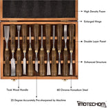 IMOTECHOM 12-Pieces Woodworking Wood Carving Tools Chisel Set with Wooden Box, Razor Sharp CR-V 60 Steel Blades IMOTECHOM