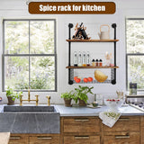 GILPWA Industrial Pipe Shelving 2 Tiers 24in Bathroom Floating Shelves Wall Mounted with Paper Storage Basket Retro Wood Floating Shelf Sundries Holder for Home Decor Livingroom Bedroom GILPWA