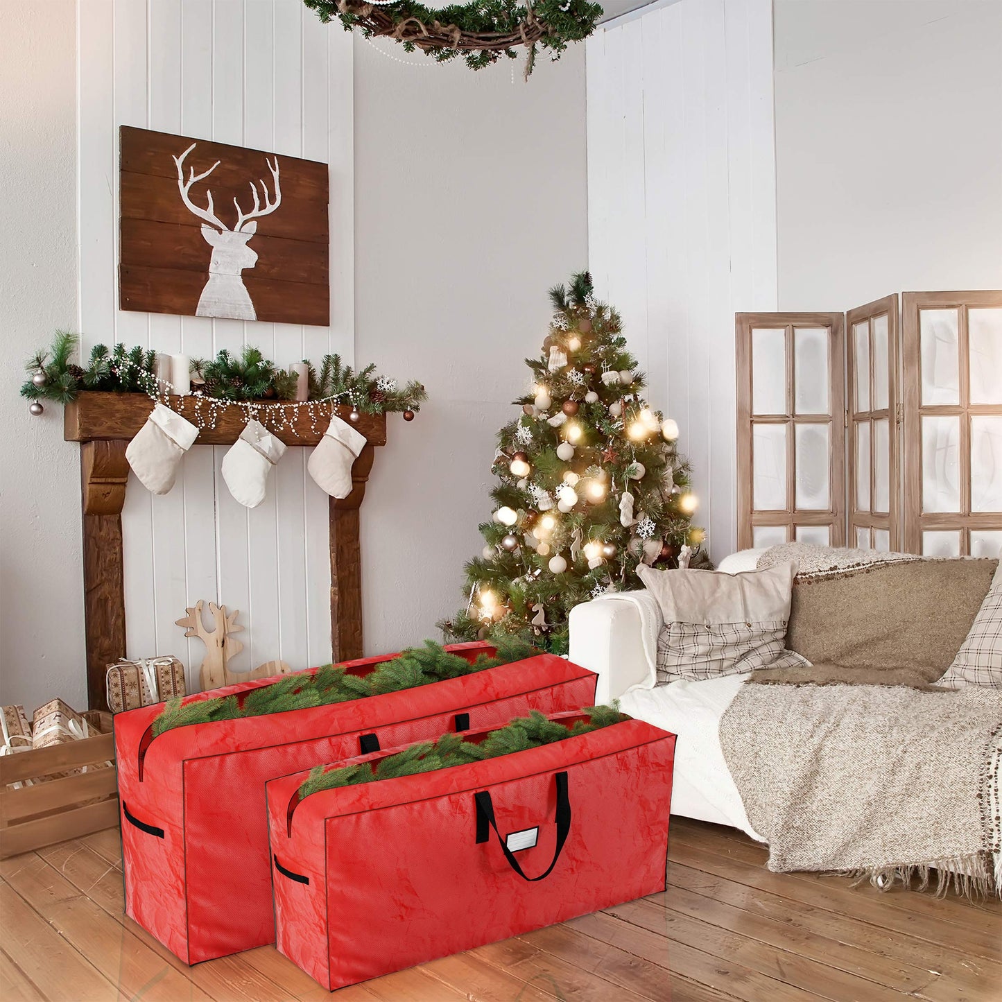 Christmas Tree Storage Bags-Set of 2-For 7.5-16 Ft Artificial Trees-Protect Holiday Decora