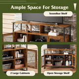 WLIVE TV Stand 55 inch TV,Tall Entertainment Center with Storage, Farmhouse Industrial TV Console for Bedroom Living Room, Rustic Brown WLIVE