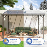 WKM 10X12 FT Gazebo for Patio,Large Wall-Mounted Lean to Gazebo Pergola with Roof on Clearance, Lean to Gazebo Hard Top, Lean to Gazebo Awnings for Patio, Decks, Porch and Backyard WKM