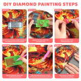 Skyboda Phoenix Diamond Art Hanging Kit for Adult, Special Shaped Rhinestone, Double Sided DIY Acrylic Diamond Art Painting Window Pendants Home Garden Wall Hanging Kits Hanging Ornament Skyboda