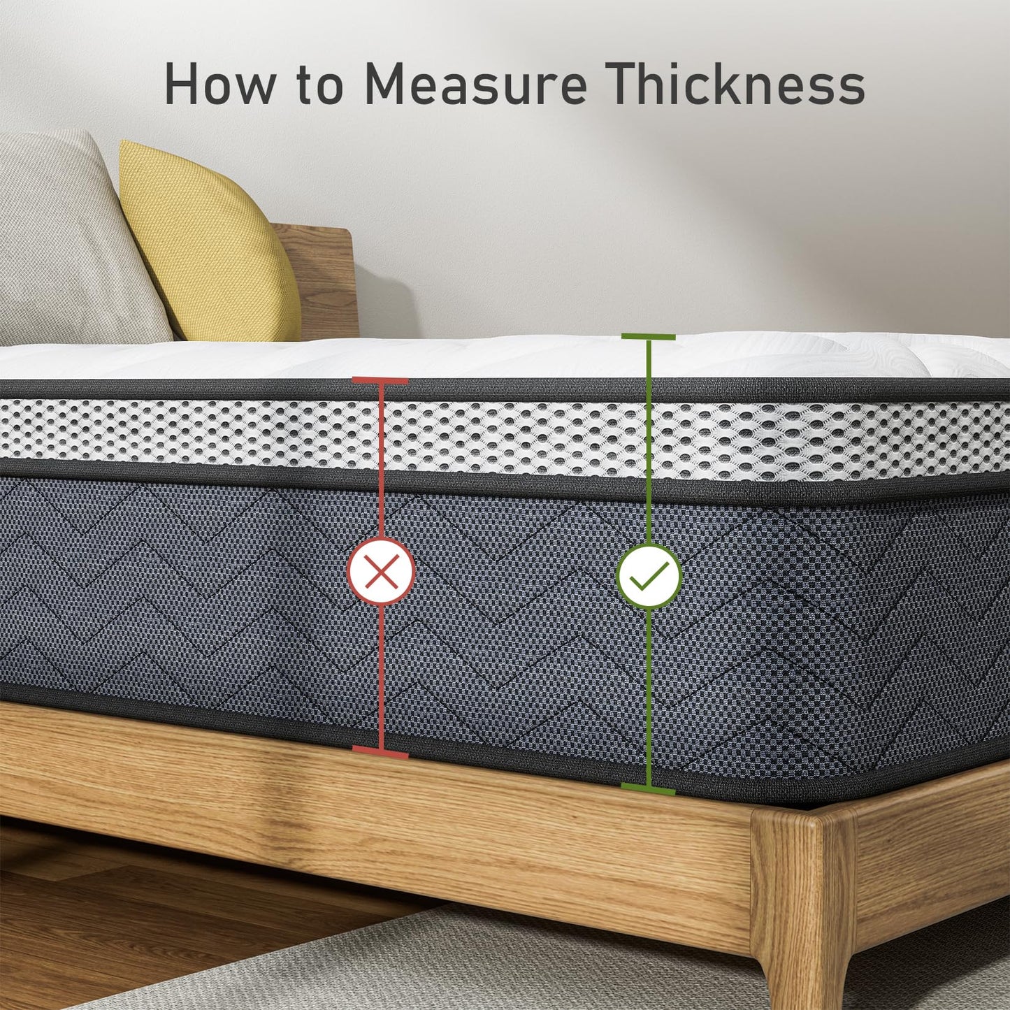 Twin Hybrid Innerspring Mattresses, 12 Inch Plush Mattress Foam Spring Mattress, Twin Size Mattress Bed in a Box with Pressure Relief, 75 x 39 x 12 Inch Mattress for Twin Bed Frames, Medium Firm