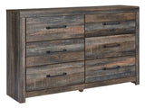 Signature Design by Ashley Drystan Rustic Industrial 6 Drawer Dresser, Weatherworn Brown Signature Design by Ashley