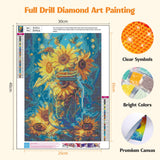 MISCER Flowers Diamond Art Kits for Adults, Sunflower Diamond Painting Kits for Beginners, 5D Full Drill Round Paint with Diamonds Pictures, Gem Art Painting DIY Crafts Kit Decor 12x16inch MISCER