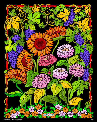 Stuff2Color Sunflower Garden - Fuzzy Velvet Poster for Kids and Adults (Arrives Uncolored) - Beautiful Coloring Activity