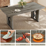 HIPIHOM 3-Piece Dining Table Set for 6-8 People, 70.8'' Rectangle Kitchen Table with 2 Benches for Breakfast Nook, Dining Room Furniture(Grey Table+Bench) HIPIHOM