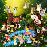 HIYZI 100 Pcs Fairy Garden Accessories Miniatures Figures Kit Micro Landscape Terrarium Ornaments Resin Mushroom Animal Fake Pond Lawn Bridge Garden Dollhouse Decoration HIYZI