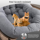 HOMEFUN Outdoor Patio Rocking Chairs, Oversized Papasan Rock Chair Indoor with Teddy Padded Cushion - Rocker Egg for Front Porch, Garden, Backyard Dark Gray HOMEFUN