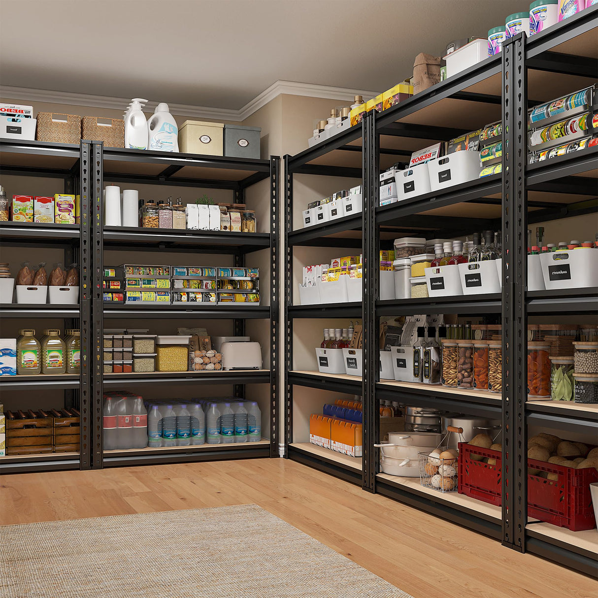 REIBII 2000LBS Storage Shelves 5 Tier Garage Shelving Heavy Duty Metal Shelves for Storage Adjustable Metal Shelving Units for Kitchen Pantry Basement, 28" Wx 13.8" Dx 59.8" H REIBII