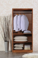 Hodedah 2 Door Wardrobe with Adjustable/Removable Shelves & Hanging Rod, Cherry Hodedah