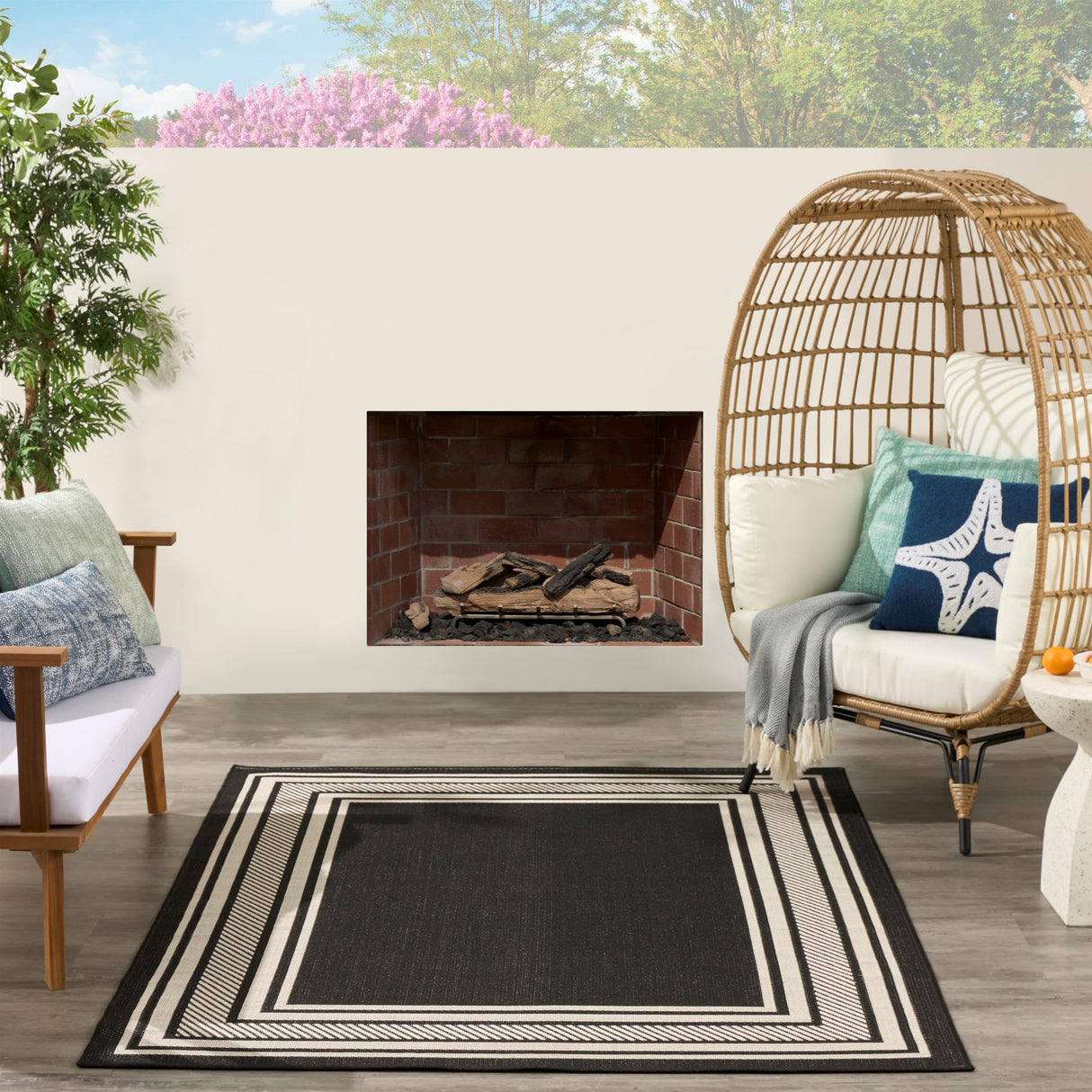 Nourison Horizon Indoor/Outdoor Black 6' x 9' Area Rug - Easy Cleaning, Non Shedding, Bed Room, Living Room, Dining Room, Kitchen (6' x 9') Nourison