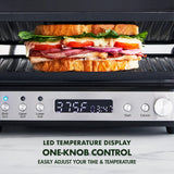 GreenPan Electric Indoor Stainless Steel 6-in-1 Contact Grill and Griddle, Healthy Ceramic Nonstick, Dishwasher Safe Reversible Plates, PFAS-Free GreenPan