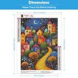 KEYIFA Diamond Art Kits Abstract Landscape Diamond Painting for Adults, 5D Round Full Drill, Houses Diamond Dots Mosaic Painting for Beginner, DIY Gems Art Craft for Home Wall Decor 30x40cm KEYIFA