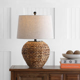 JONATHAN Y JYL6501A Alaro 24.5" Banana Leaf Basket LED Table Lamp Coastal Cottage Industrial Bedside Desk Nightstand for Bedroom Living Room Office College Bookcase LED Bulb Included, Natural JONATHAN Y