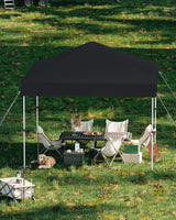10x10 Pop Up Canopy with Humanization One Button Push Setup - Heavy Duty Outdoor Canopy Tent with Portable Roller Bag - 3 Adjustable Height, 4 Weight Bags, 8 Stakes & 4 Guy Ropes Included, Black GarveeLife