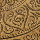 HOMCOM 24" Round Coffee Table with Hammered Tray Top, Vintage Metal Center Table for Living Room, Bedroom, Side Table, Gold HOMCOM