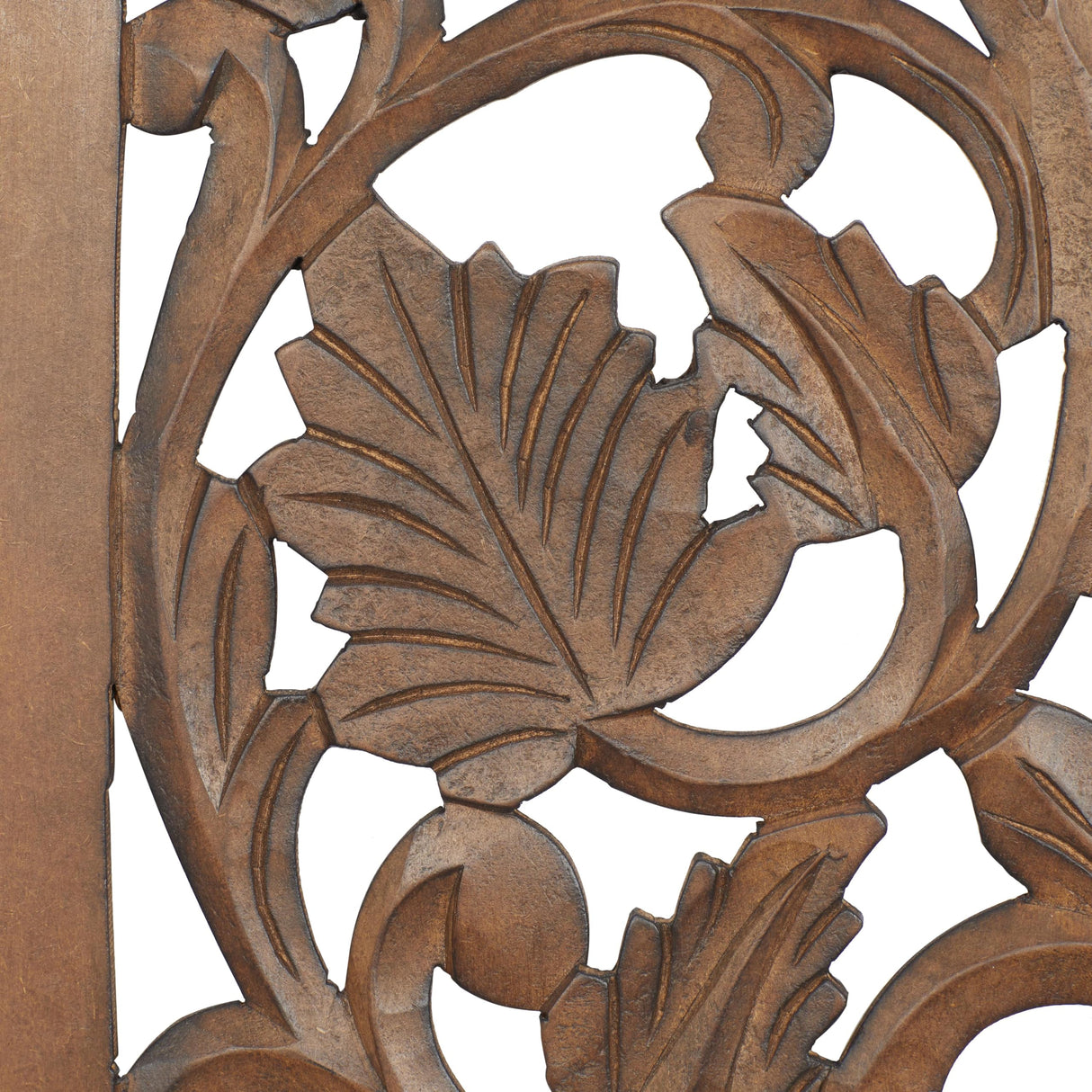 Deco 79 Wooden Floral Handmade Home Wall Decor Intricately Carved Acanthus Wall Sculpture, Wall Art 12" x 1" x 36", Brown Deco 79