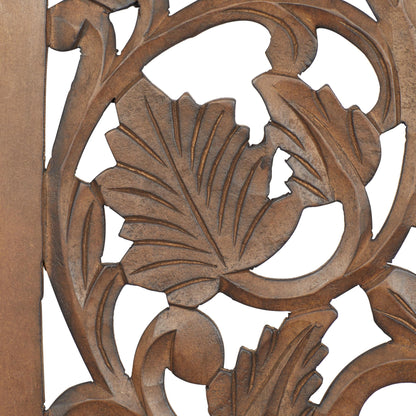 Deco 79 Wooden Floral Handmade Home Wall Decor Intricately Carved Acanthus Wall Sculpture, Wall Art 12" x 1" x 36", Brown - WoodArtSupply