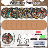 Mushroom Diamond Art Coasters Kit - 8 Pcs Boho Celestial Moth Mushroom Diamond Painting Coasters Kit for Adults, Gem Art Rhinestone Painting DIY Craft Supplies for Women Halloween Sitsink