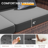 UDPATIO Patio Furniture Set, Modular Outdoor Sectional with 105°Slanted Back, 7 Pieces Rattan Conversation Set for Poolside, Backyard, Deck, with Coffee Table, Waterproof Cover,Grey UDPATIO