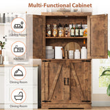 Pantry Cabinet,68'' Kitchen Pantry Storage Cabinet with 4 Doors and Adjustable Shelves, Farmhouse Tall Food Large Wood Pantry Storage Furniture for Kitchen Dining Room,Brown Jocoevol