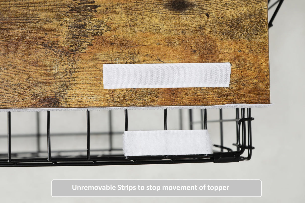 VIE DE AMAN Dog Crate Topper Wood for 48 42 36 24 inch Cages, Dog Crate Table Topper with Tassel Curtain, Rustic Style Dog Kennel Topper, Rustic Brown(Dog Crate Not Include) VIE DE AMAN