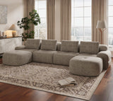 SOFA-IN-BOX 145'' U-Shaped Modular Sectional Sofa Couch, Full-Foam Structure, Compression Packaging Design, Woven Texture Upholstery, Oversized Modern Sofa for Living Room – Wheat Beige SOFA-IN-BOX