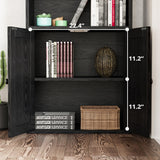 IRONCK Industrial Bookshelves and Bookcases with Doors 11.8 in Depth Floor Standing 5 Shelf Display Storage Shelves Bookcase Home Decor Furniture for Home, Office, Living Room, Bedroom IRONCK