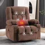 Massage Swivel Recliner Chair with Vibration Massage and Lumbar Heating for Adults,Oversized Rocker Recliner Single Sofa with Side Pocket,Two Cup Holders and USB Charge Port for Living Room MAHOMICO