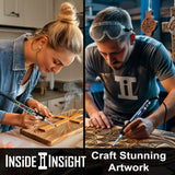 Premium Inside Insight Clear Wood Burning Kit & Soldering Iron Kit + Case, Solder, 8 Tip, Tweezer, Pump, Flux, Precise Pen-Fast Heat, LCD Temp Control 392-932°F, Art, Craft, Electronics, Pro DiY Inside Insight