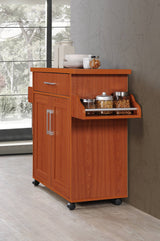 Hodedah Kitchen Island with Spice Rack, Towel Rack & Drawer, Cherry Hodedah